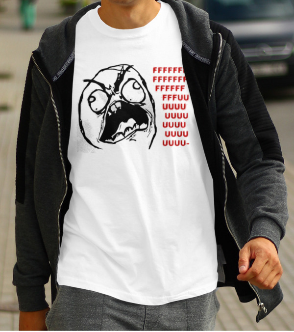 Rage Face Meme FFFFUUUUU Repeated Text T-Shirt