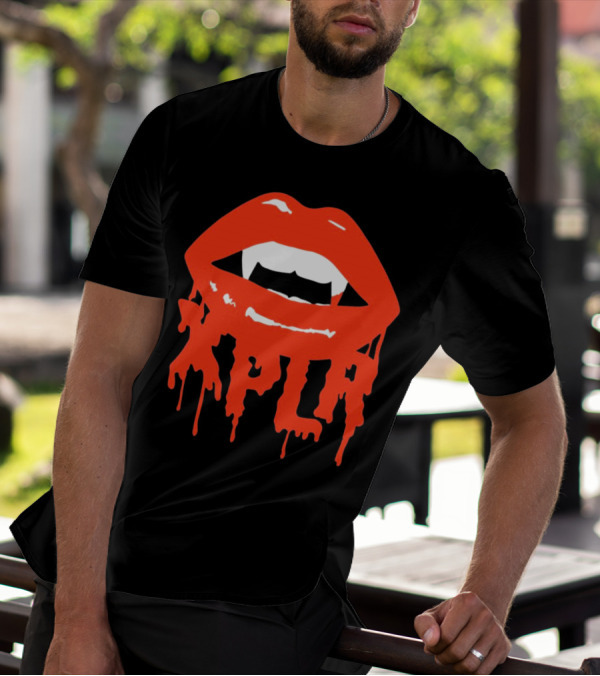 XPLR Fangs Back To School Dripping Red Lips T-Shirt