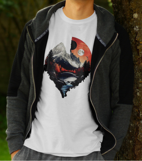 For Friends Family Couple Nature Mountain Sunset River Moon Forest T-Shirt
