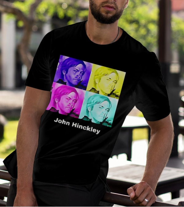John Hinckley Pop Art Portrait Quad Color Blocks T-Shirt