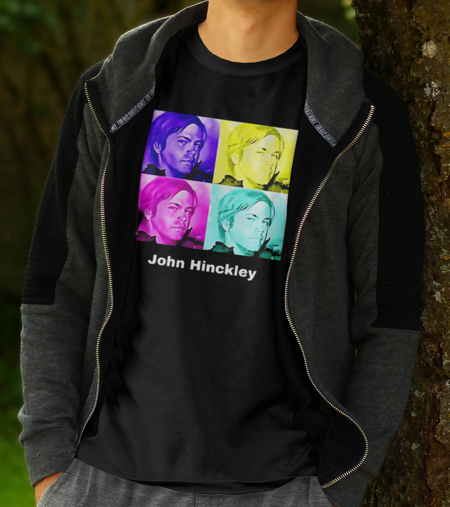 John Hinckley Pop Art Portrait Quad Color Blocks T-Shirt
