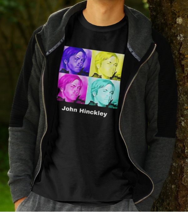 John Hinckley Pop Art Portrait Quad Color Blocks T-Shirt