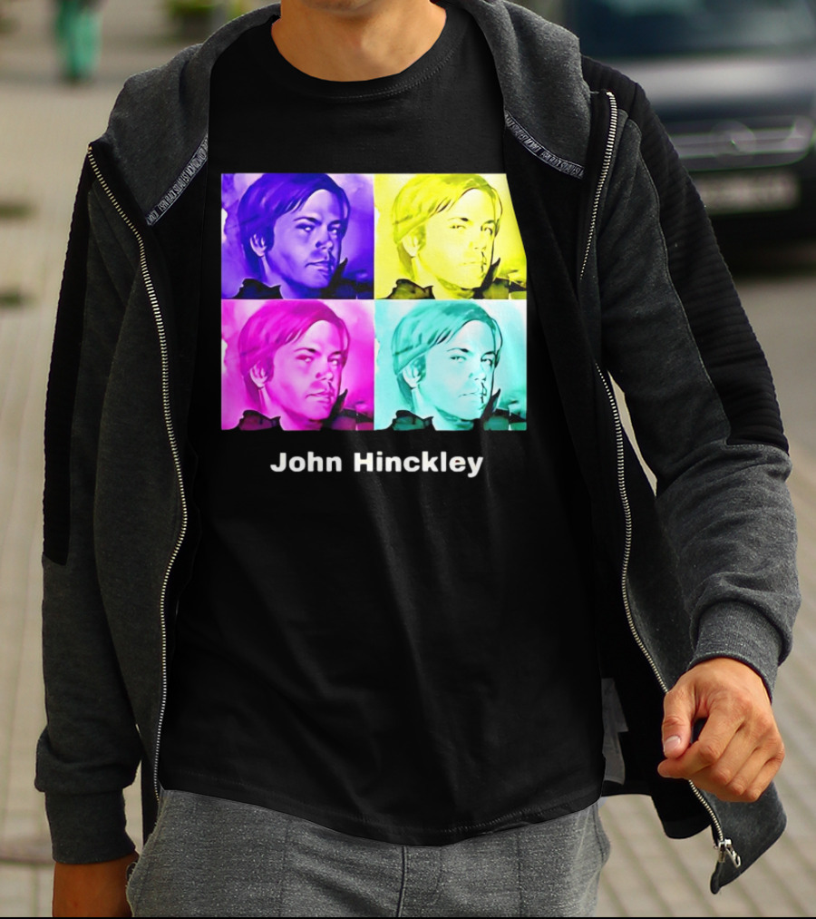 John Hinckley Pop Art Portrait Quad Color Blocks T-Shirt