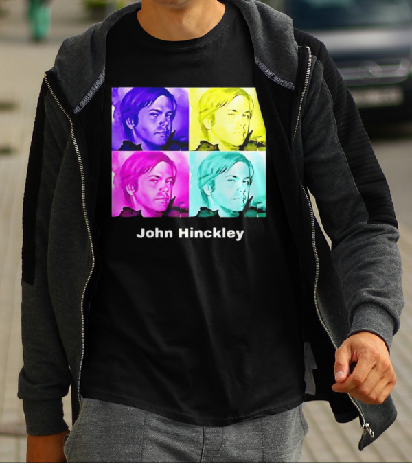 John Hinckley Pop Art Portrait Quad Color Blocks T-Shirt