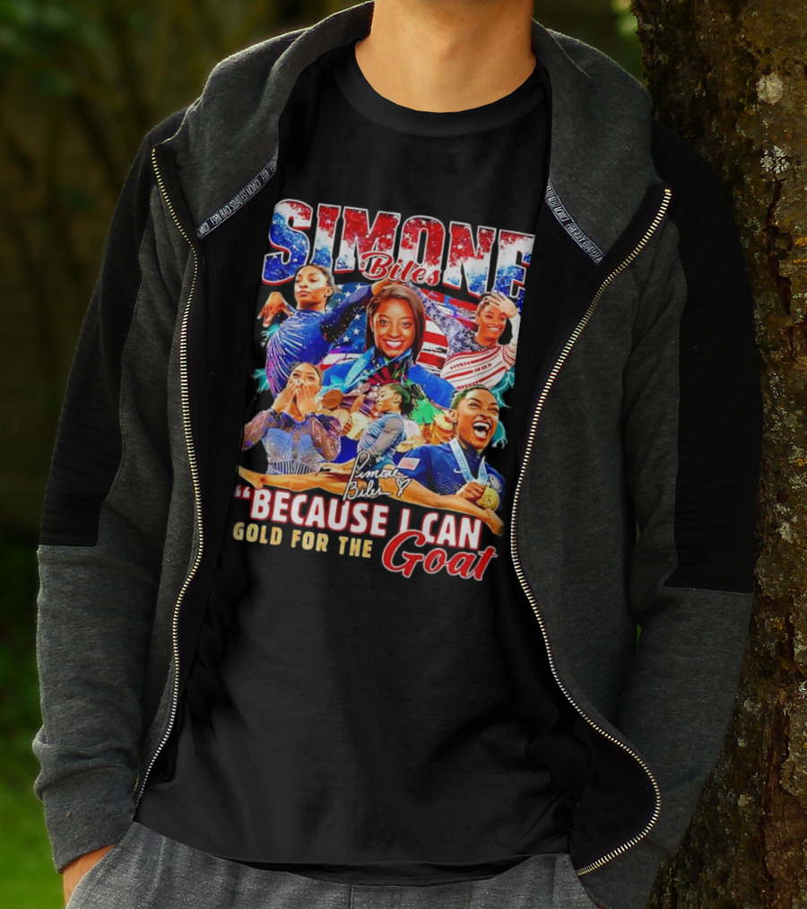 Simone Biles Because I Can Gold For The Goat Signature T-Shirt