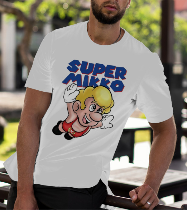 Super Mikko Flying Character Parody Super Mario Game T-Shirt