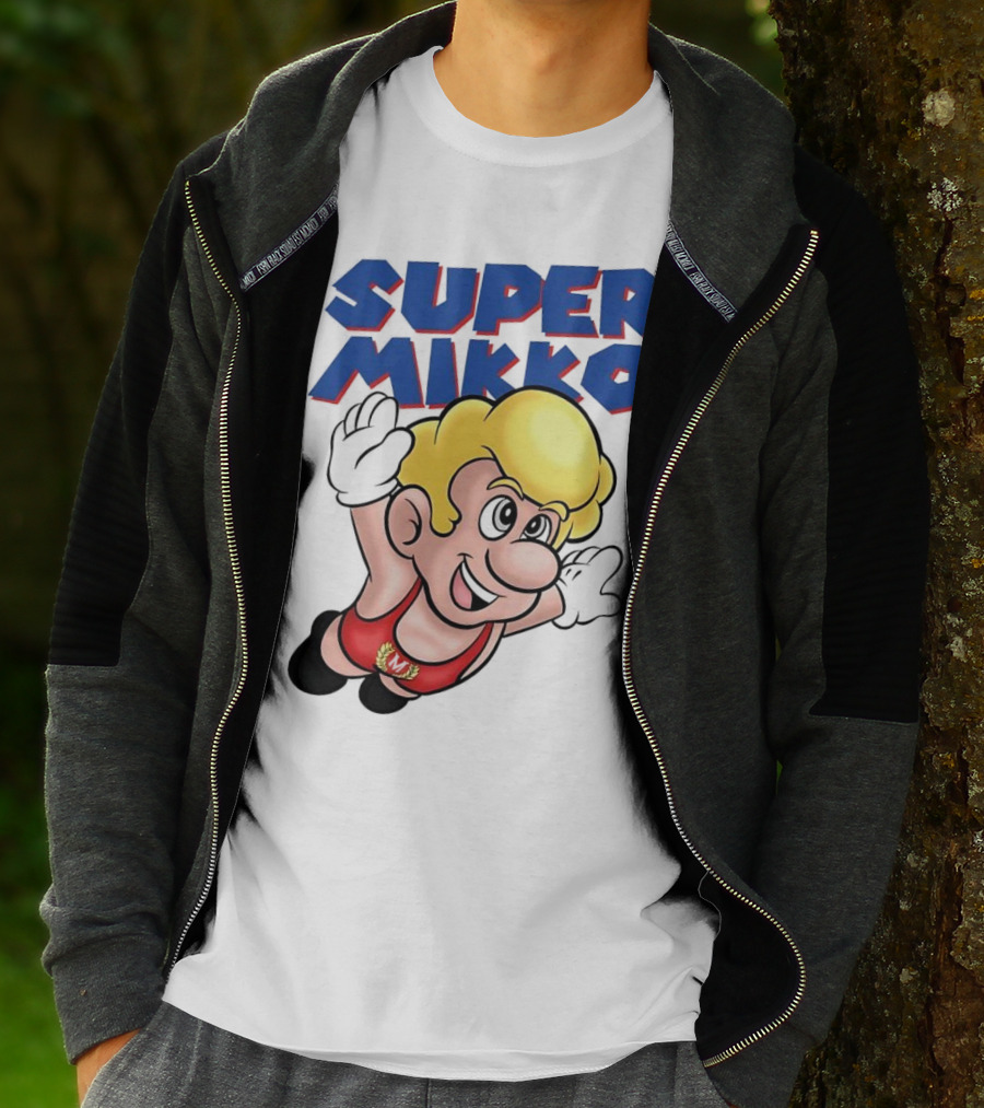Super Mikko Flying Character Parody Super Mario Game T-Shirt