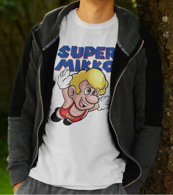 Super Mikko Flying Character Parody Super Mario Game T-Shirt