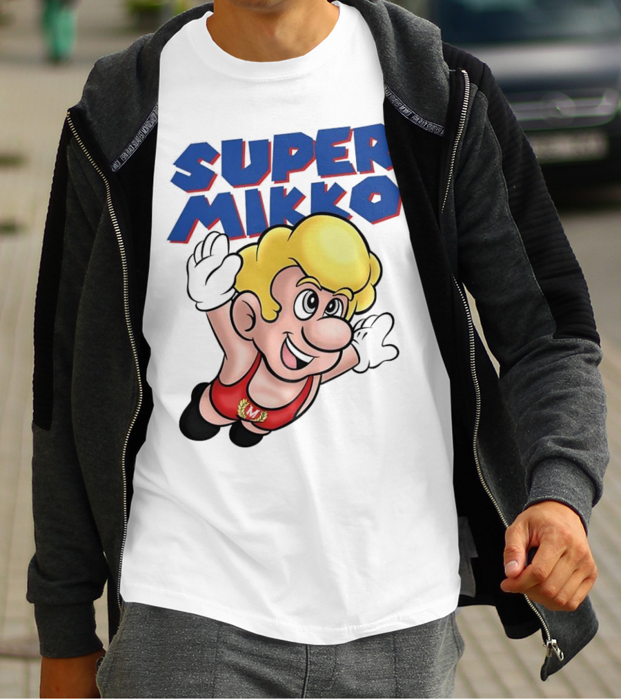 Super Mikko Flying Character Parody Super Mario Game T-Shirt
