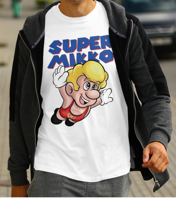 Super Mikko Flying Character Parody Super Mario Game T-Shirt