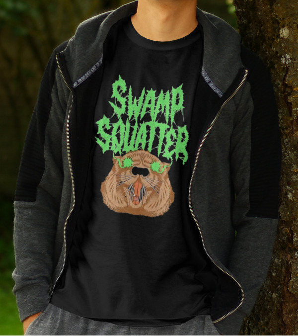 SWAMP SQUATTER GREEN MONSTER FACE T-Shirt