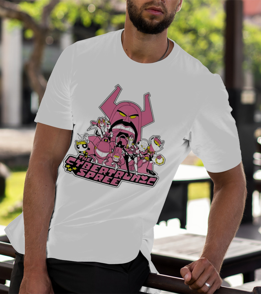 The Cybertronic Spree Cartoon Characters With Robot Helmets And Pink Armor T-Shirt
