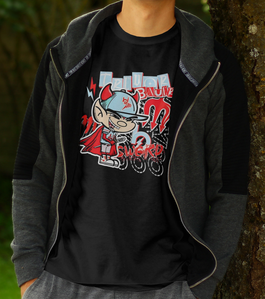 Trevor Bauer Diablo Cartoon Red Sword T-Shirt