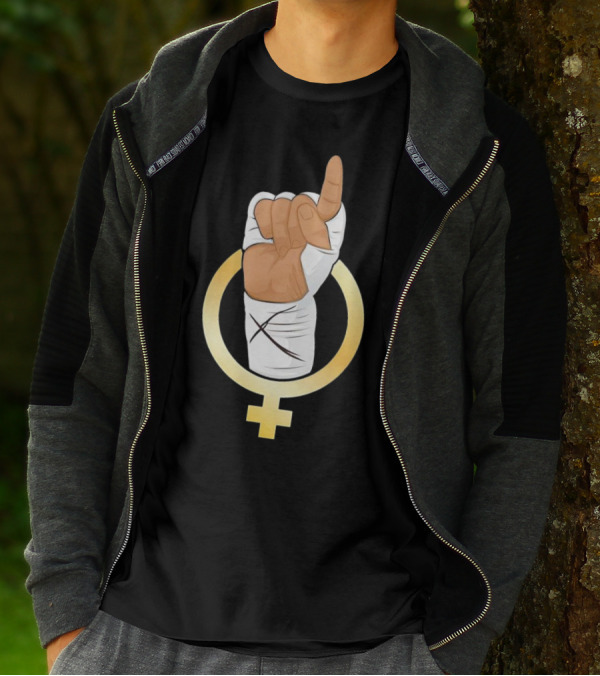 Gold Female Boxing Hand Symbol Feminist Power T-Shirt