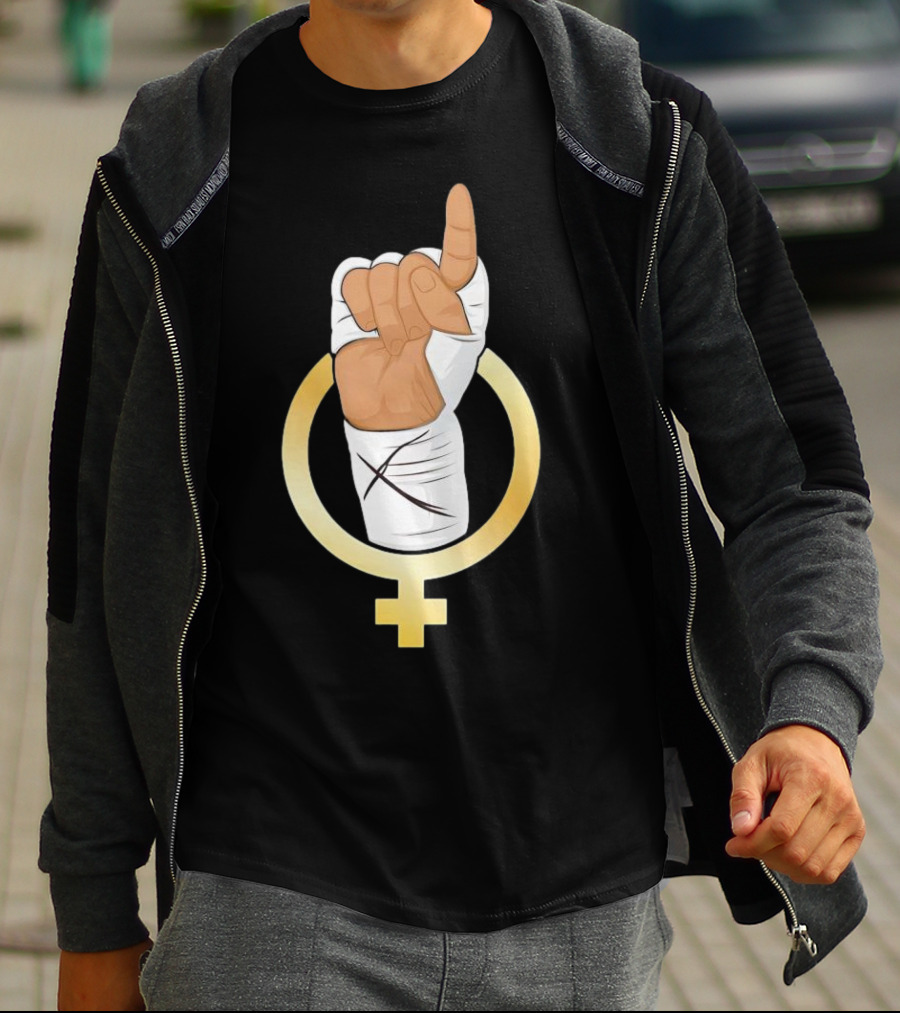 Gold Female Boxing Hand Symbol Feminist Power T-Shirt