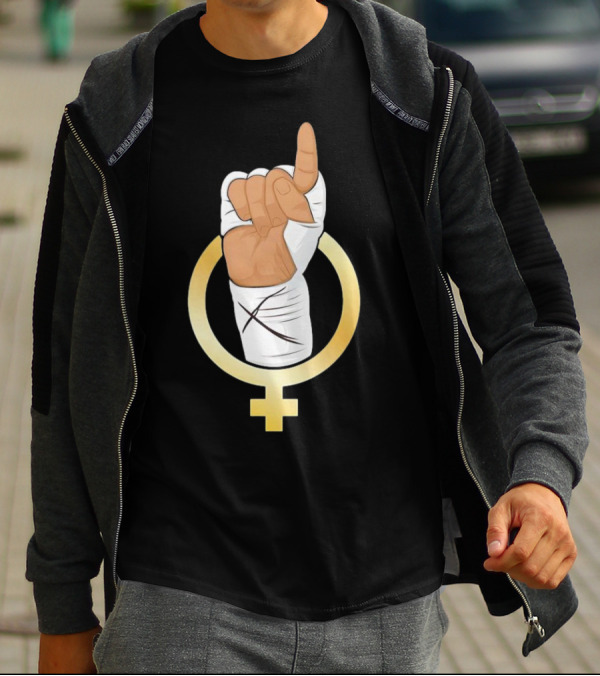 Gold Female Boxing Hand Symbol Feminist Power T-Shirt