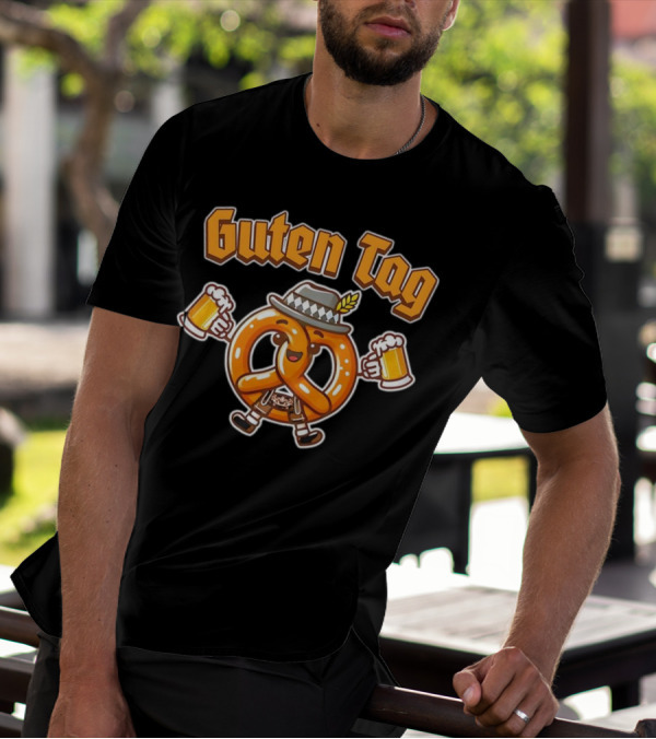 Guten Tag Pretzel With Beer Oktoberfest Cheers T-Shirt