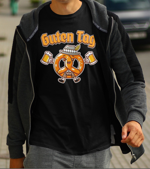 Guten Tag Pretzel With Beer Oktoberfest Cheers T-Shirt