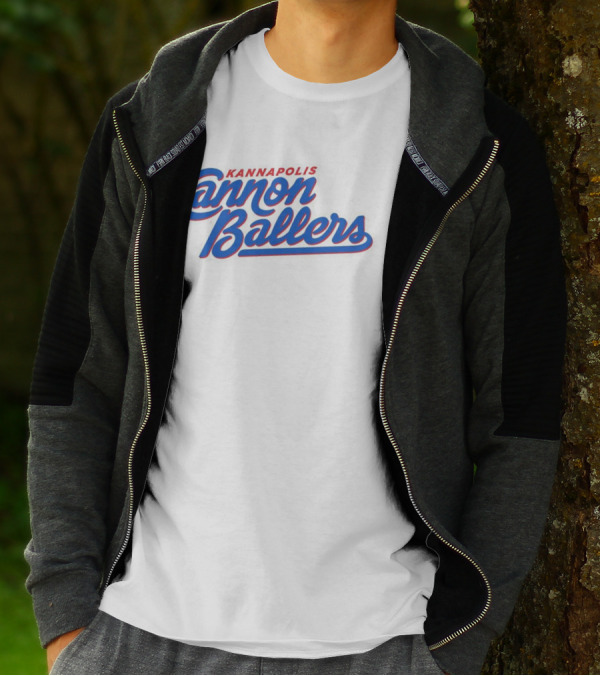 Kannapolis Cannon Ballers Red And Blue Script T-Shirt