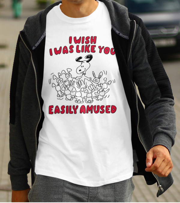 Snoopy I Wish I Was Like You Easily Amused Dancing Bunnies T-Shirt