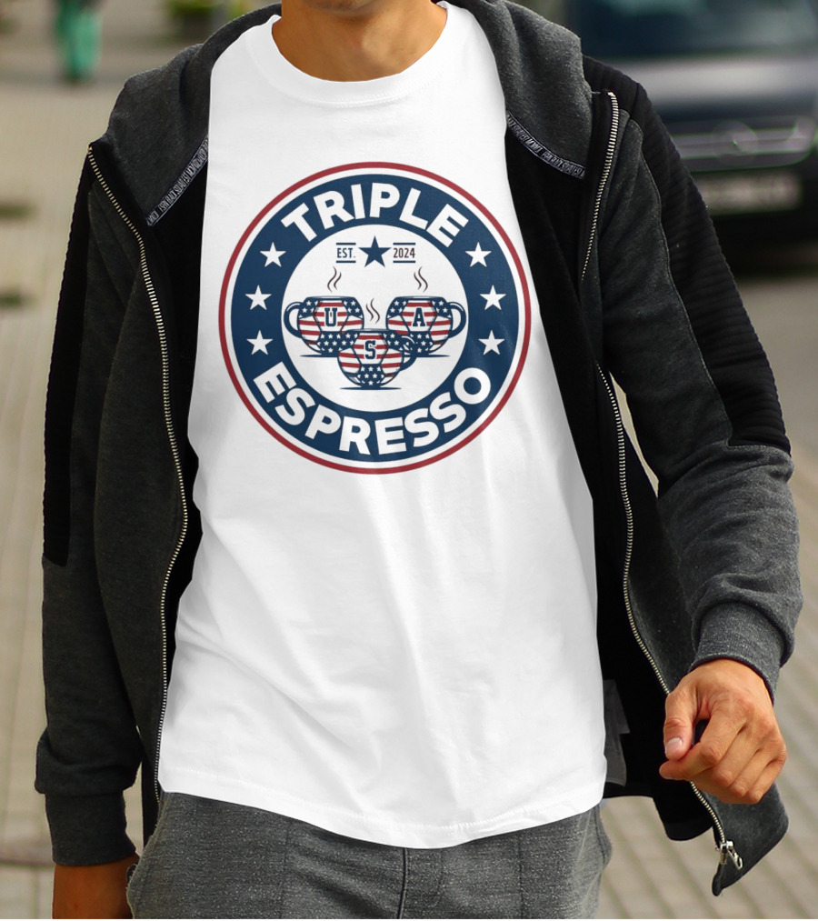 Triple Espresso USWNT American Flag Est T-Shirt