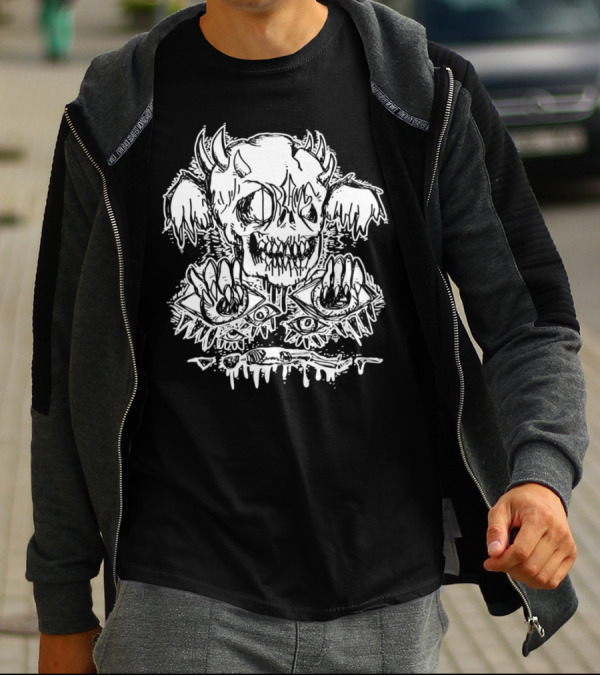 Metal Dream Skull Monstrous Demon Eyes And Teeth T-Shirt