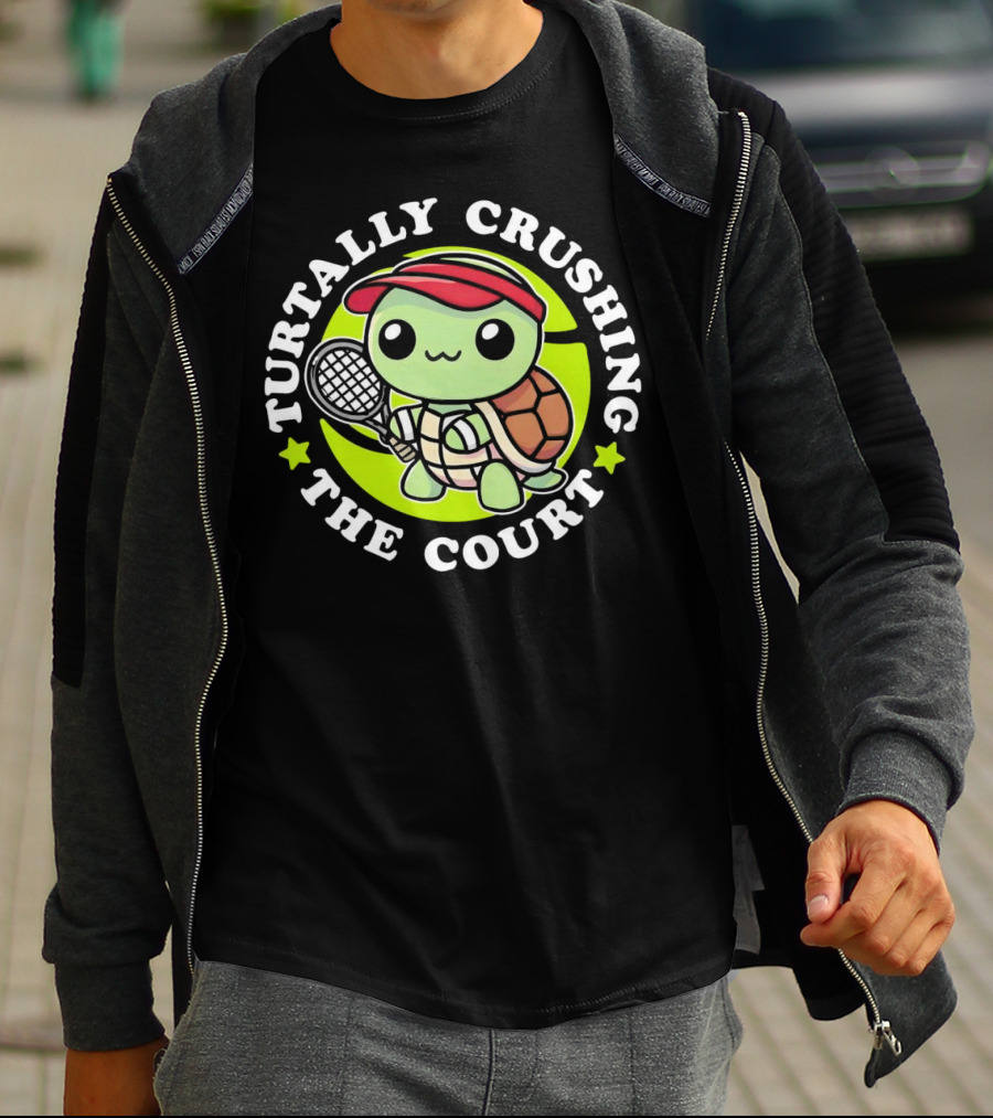 Turtally Crushing The Court Turtle Tennis T-Shirt