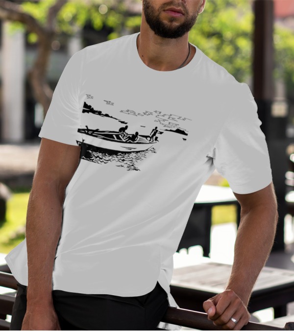 Boat On Lake Malawi Silhouette Scene T-Shirt