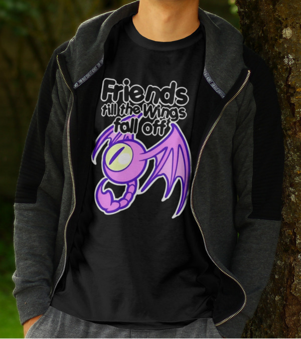 Friends Till The Wings Fall Off Purple Winged Creature T-Shirt