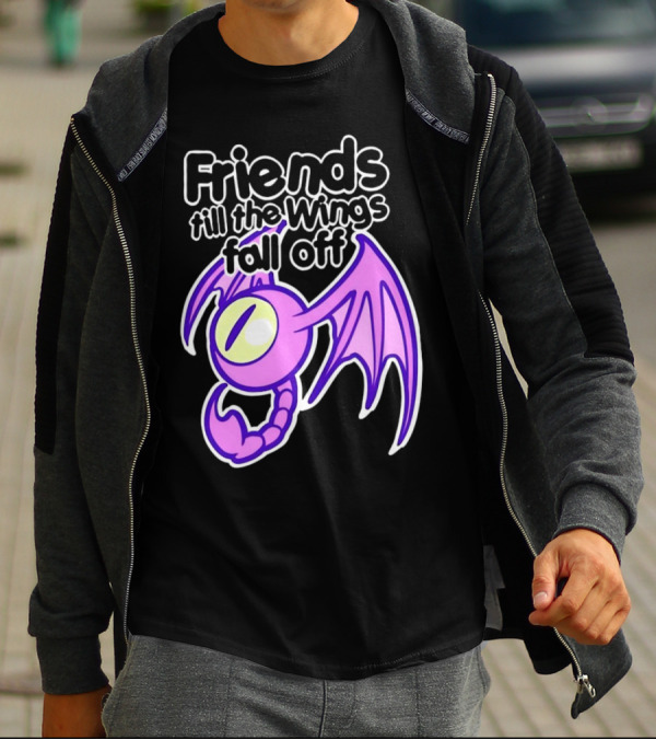 Friends Till The Wings Fall Off Purple Winged Creature T-Shirt