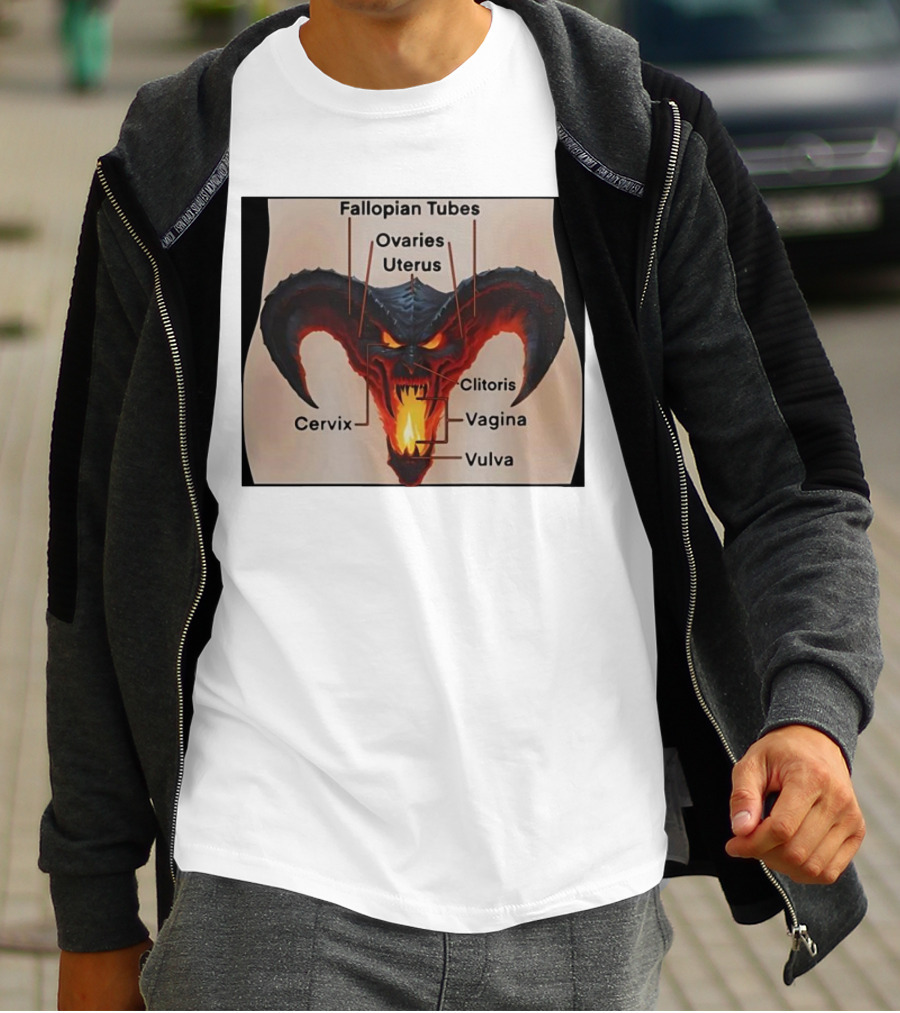 Fallopian Tubes Ovaries Uterus Cervix Clitoris Vagina Vulva Demon Anatomy T-Shirt