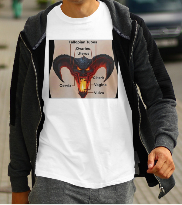 Fallopian Tubes Ovaries Uterus Cervix Clitoris Vagina Vulva Demon Anatomy T-Shirt