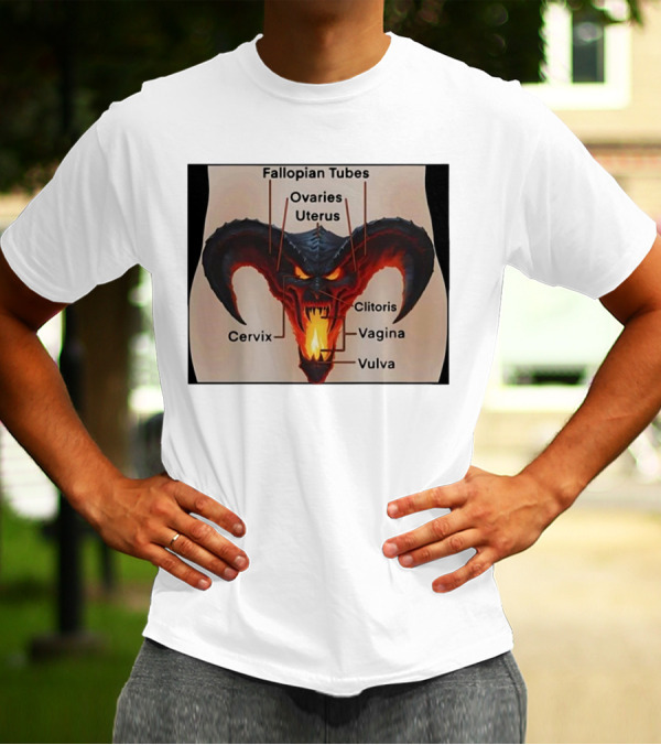 Fallopian Tubes Ovaries Uterus Cervix Clitoris Vagina Vulva Demon Anatomy T-Shirt