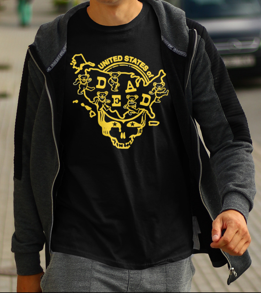 United States Of Dead Skull With Dancing Bears Grateful Dead T-Shirt