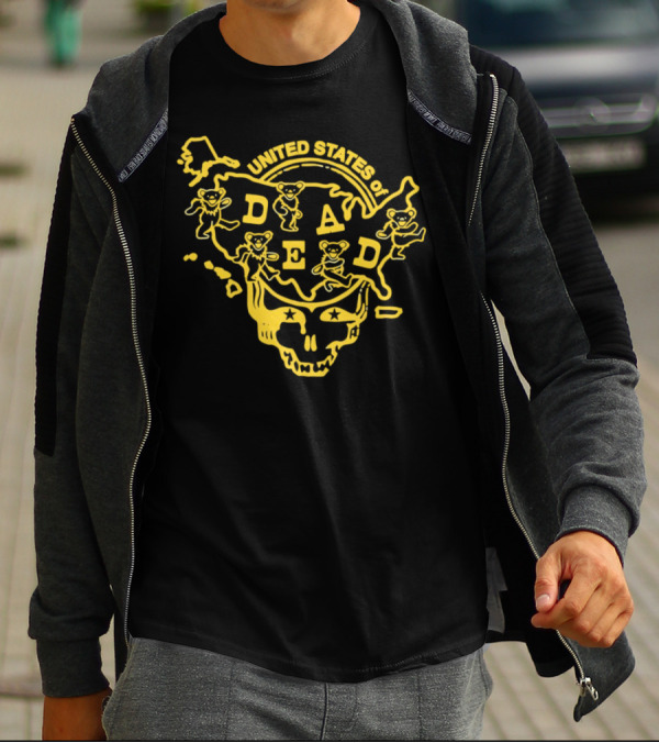 United States Of Dead Skull With Dancing Bears Grateful Dead T-Shirt