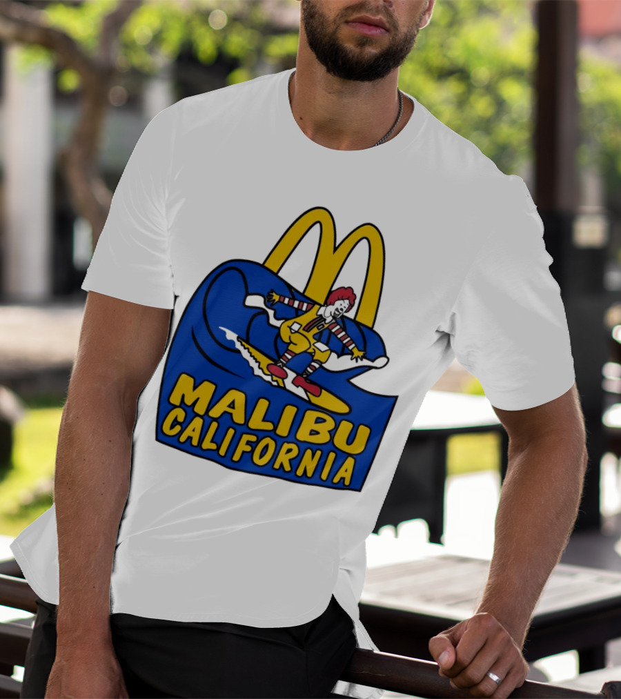 McDonald’s Clown Surfing Malibu California Waves T-Shirt