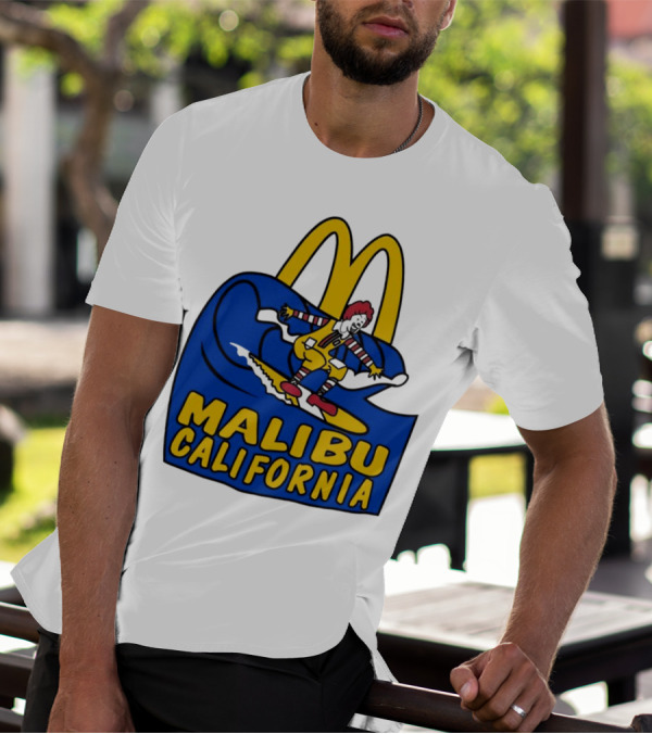 McDonald’s Clown Surfing Malibu California Waves T-Shirt