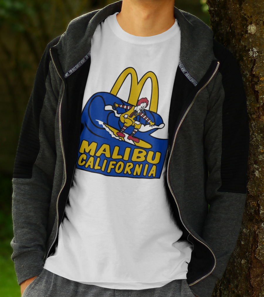 McDonald’s Clown Surfing Malibu California Waves T-Shirt