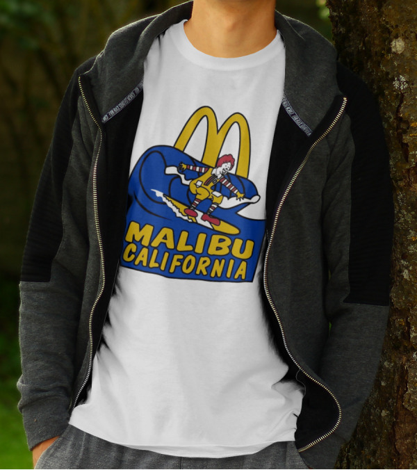 McDonald’s Clown Surfing Malibu California Waves T-Shirt