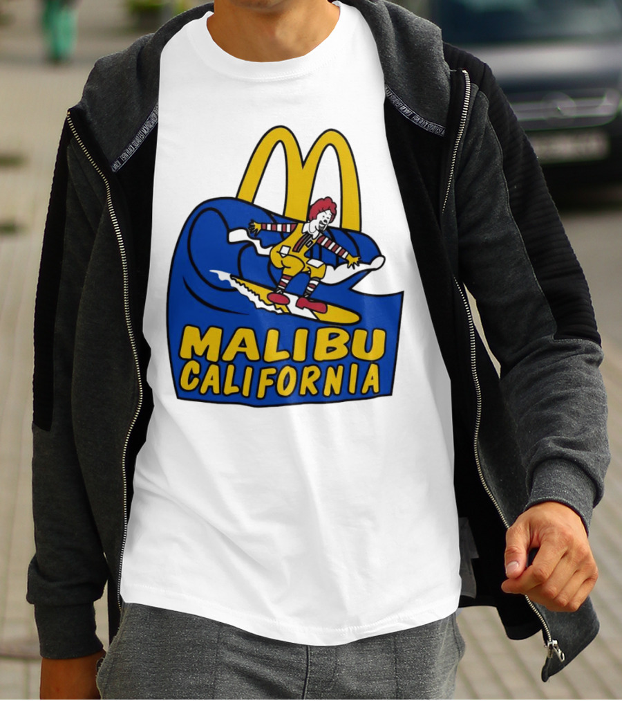 McDonald’s Clown Surfing Malibu California Waves T-Shirt