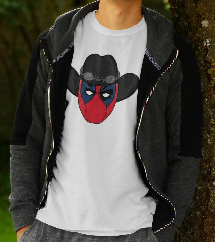 Por Favor Porfapool Deadpool Cowboy Hat Mask T-Shirt