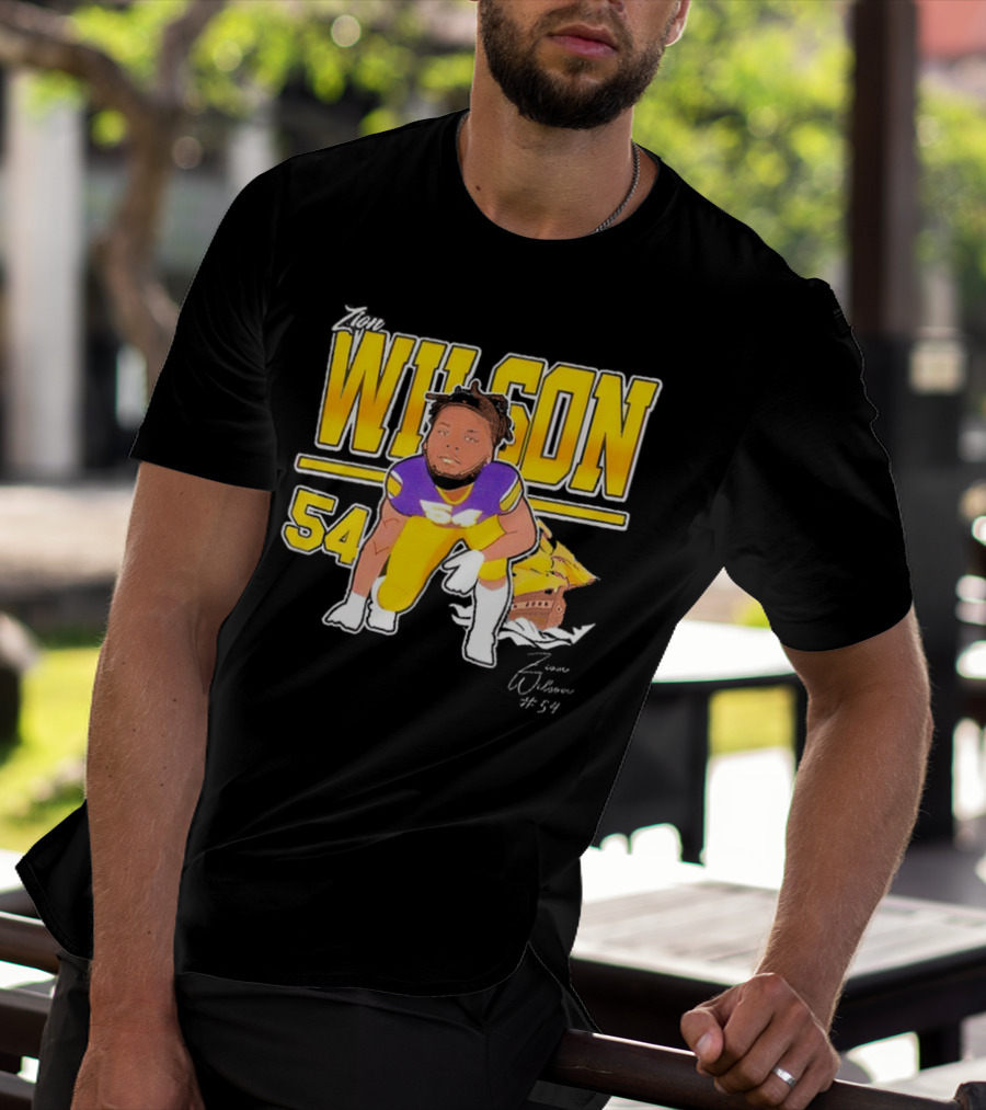 Zion Wilson 54 East Carolina Pirates Cartoon Football Player T-Shirt