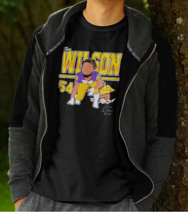 Zion Wilson 54 East Carolina Pirates Cartoon Football Player T-Shirt