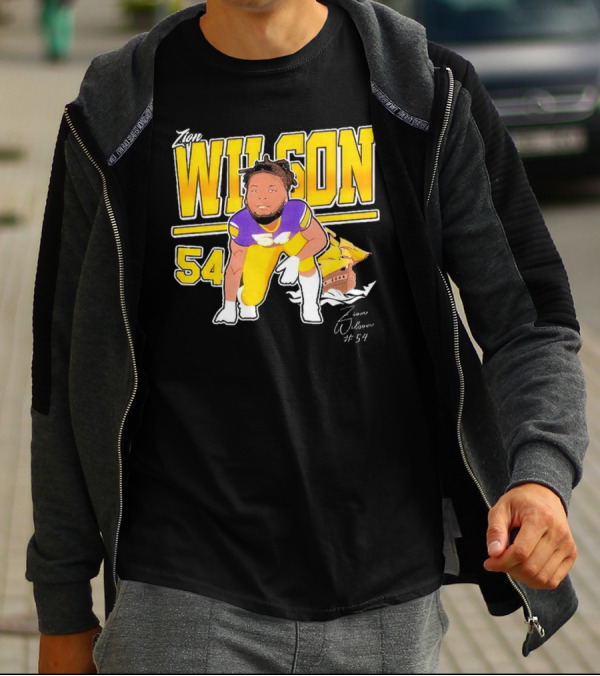 Zion Wilson 54 East Carolina Pirates Cartoon Football Player T-Shirt