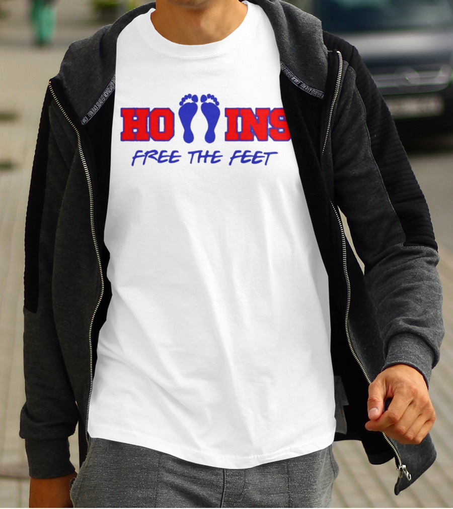 Hollins Free The Feet With Red And Blue Footprints T-Shirt