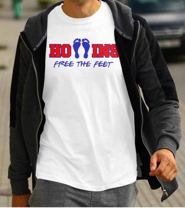 Hollins Free The Feet With Red And Blue Footprints T-Shirt