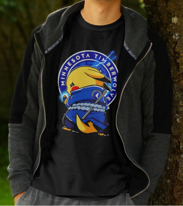 Minnesota Timberwolves Pikachu Uchiha Sasuke Crossover Lightning T-Shirt