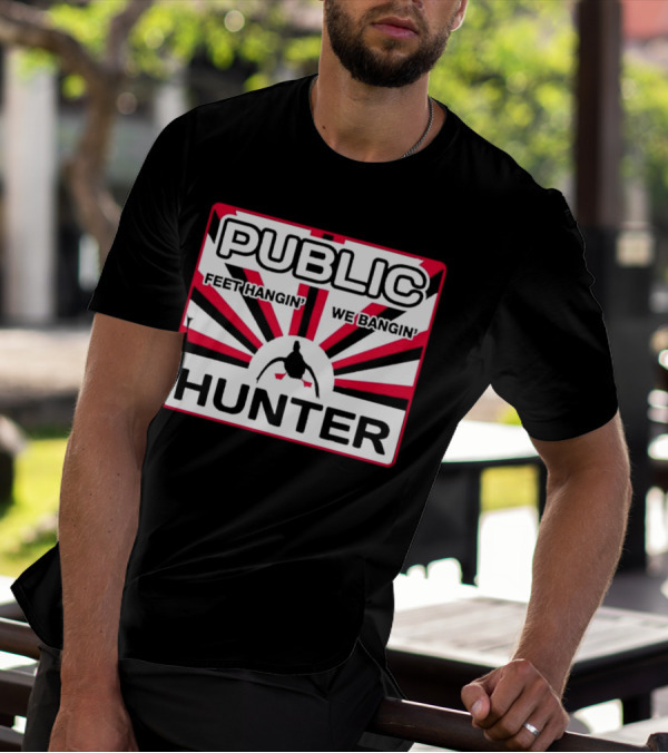 Public Hunter Feet Hangin' We Bangin' Retro Sunburst T-Shirt