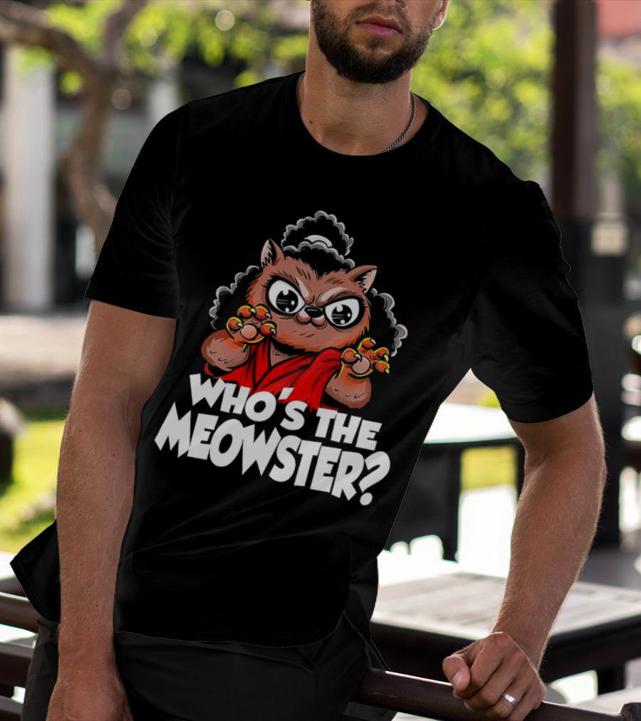 Who's The Meowster X Sho Nuff The Last Dragon Inspired Cat Character T-Shirt