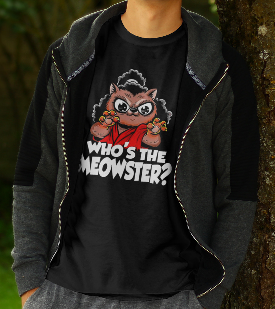 Who's The Meowster X Sho Nuff The Last Dragon Inspired Cat Character T-Shirt